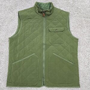 Vineyard Vines Vest Jacket Mens XL Green Military Quilted Full Zip Chore Outdoor